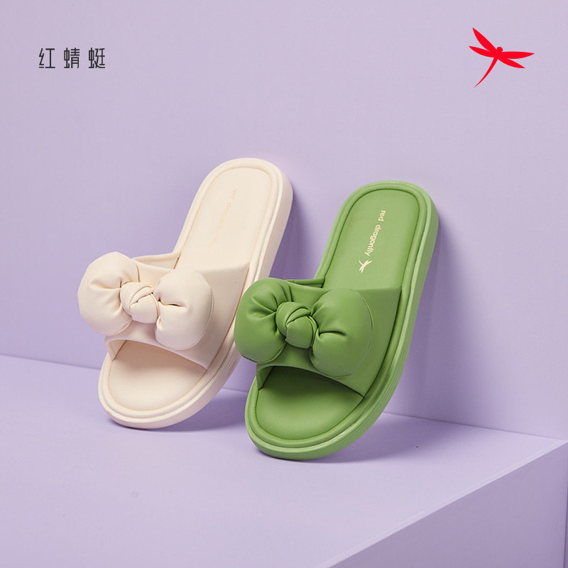 红蜻蜓女拖鞋夏新款KX56000021软底蝴蝶结凉拖鞋女KX56000022舒适