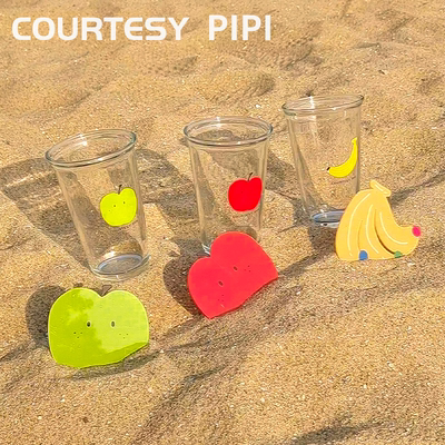 苹果香蕉水果玻璃杯杯垫组合套装