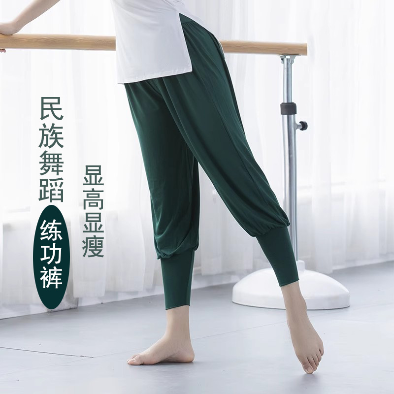 现代舞练功服男女蒙古民族舞蹈宽松阔腿灯笼裤莫代尔萝卜黑色长裤