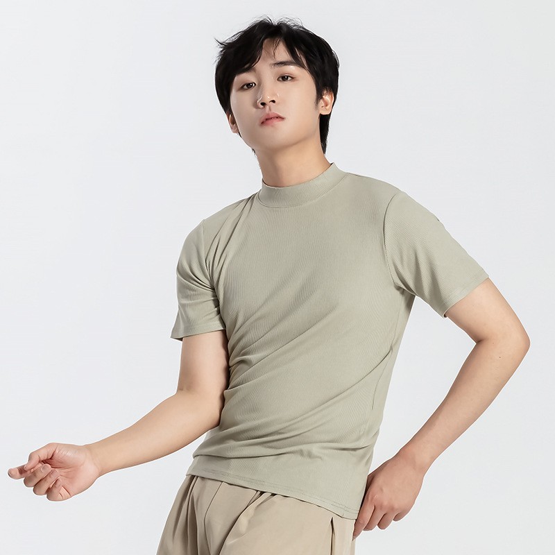 现代舞练功服夏季男女同款半高领短袖舞蹈服装日常训练瑜伽服上衣