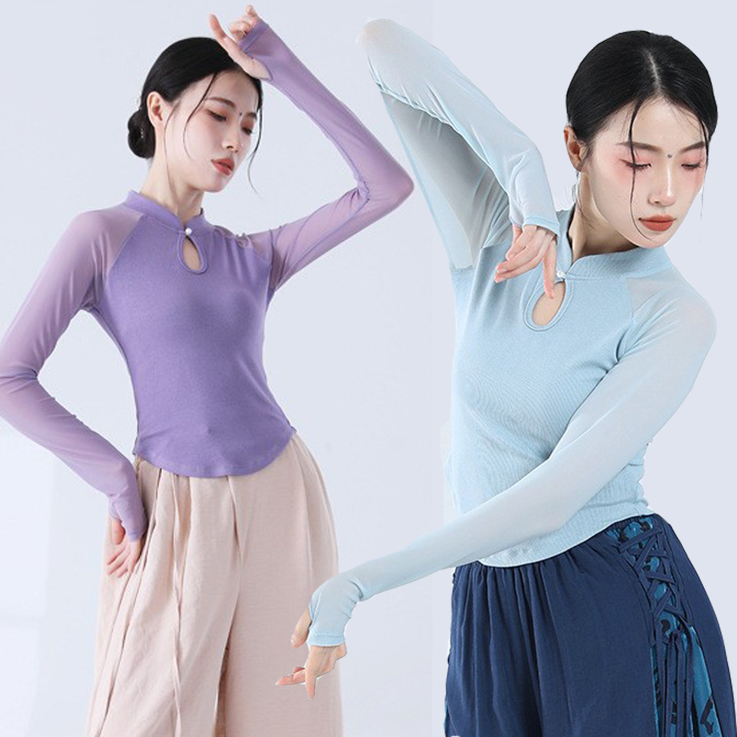 现代舞练功服女成人气质修身拼接