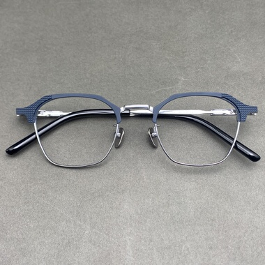 宽140小框S-04T木村同款藏蓝色纯钛复古镜框男士帅气多边形眼镜框