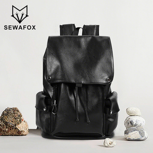 男士双肩包高级感上班通勤电脑背包皮质男款女大学生男生皮包书包