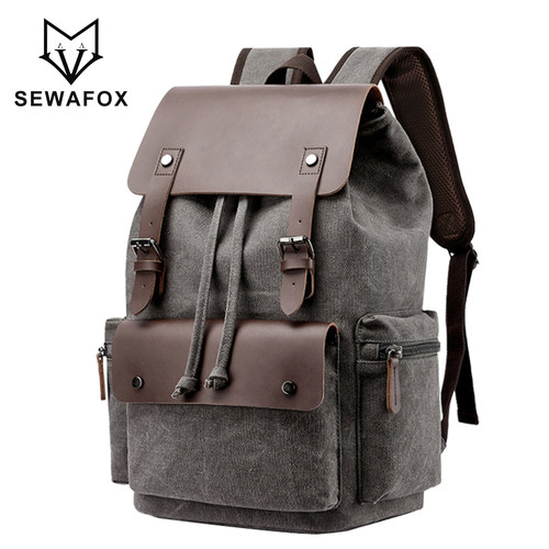 SEWAFOX/塞瓦狐美式复古双肩包男