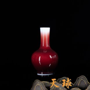 景德镇金赛窑手工原矿郎红花瓶中式宫廷风电视柜陶瓷器摆件客厅