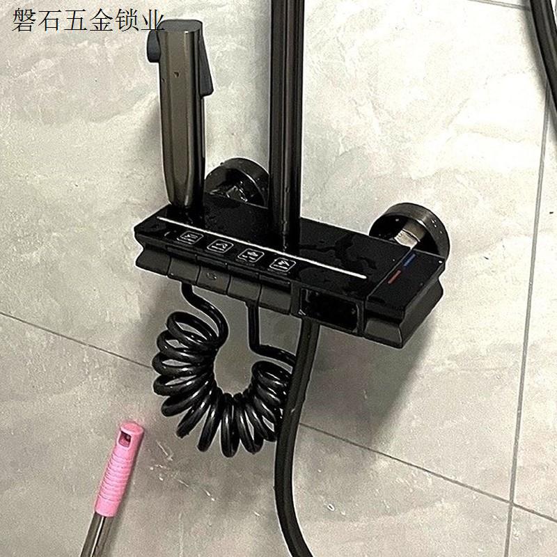 氛围灯水镀花洒增压喷头套装主体恒温数显家用淋浴洗头枪灰色全.