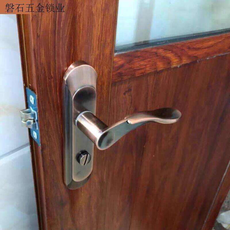卫生间门锁卫浴洗手间铝合金门斜弧凹面通用型带钥匙执手锁具配. - 实物图