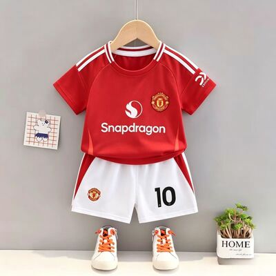 英超曼联主场红色10号儿童运动休闲套装梅西C罗足球服套装定制