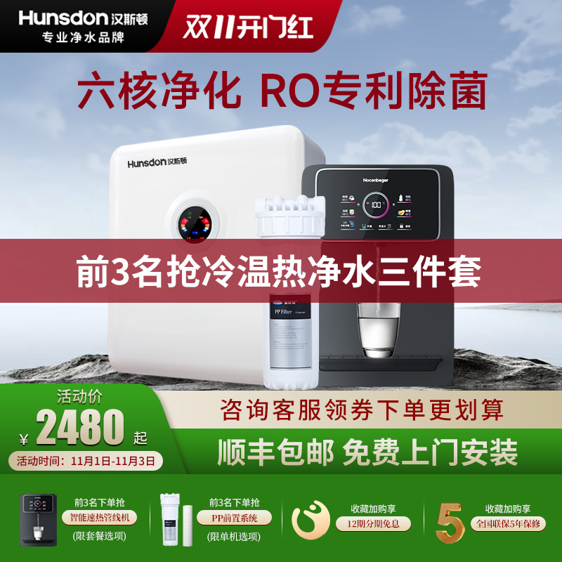 汉斯顿净水器家用直饮ro反渗透纯水机厨下式自来水过滤机04纯套装