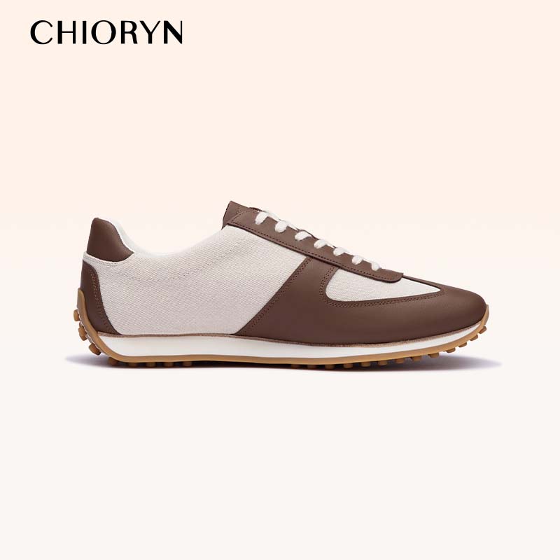【小牛皮】chioryn青润复古运动休闲跑鞋男士夏季新品真皮德训鞋