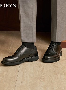 【王浩信同款】chioryn青润德比鞋法国小牛皮增高5cm男士亮面皮鞋