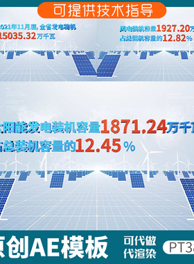 380新能源发电装机数据ae模板太阳能风力发电企业绿色环保光伏