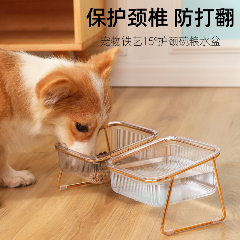 狗狗饮水器高脚双碗防打翻食盆不插电猫水碗宠物猫咪喂水喂食一体 宠物/宠物食品及用品 饮水器/水壶/水头 原图主图