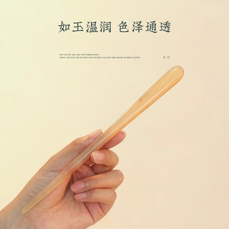 天然牛角发簪日常挽发钗韧性好不发饰