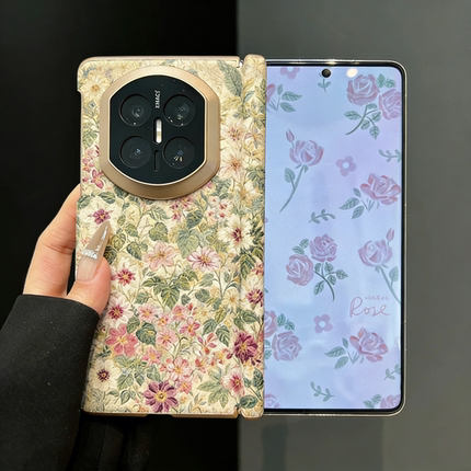 韩风绿意盎然碎花皮纹适用华为matex7手机壳新款x6典藏版折叠屏中轴全包防摔保护套x5/x3巨好看网红爆款外壳