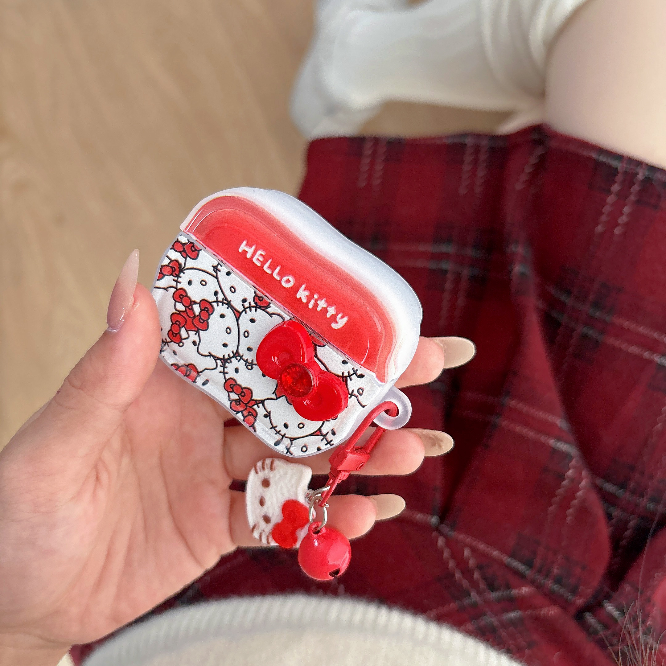 ins风凯蒂猫适用airpods Pro耳机保护套airpodspro3无线蓝牙耳机壳airpods1/2代少女心硅胶防摔带挂绳保护套