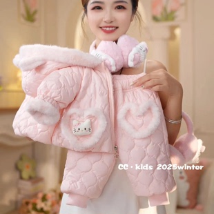 宝宝棉服女童套装1岁宝宝冬装3加厚加绒婴儿童装外套冬季小童棉袄