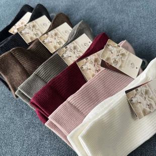 【羊毛精纺 暖烘烘的~】贸易出口男女同款 ins竖条中厚保暖中筒袜