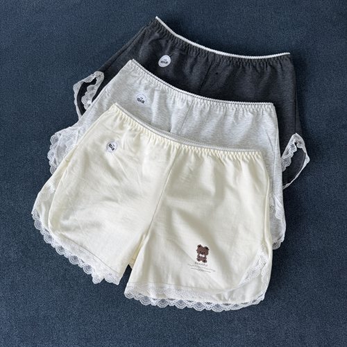 【安心纯棉】敏感肌也放心穿可爱小熊蕾丝防走光安全裤居家女短裤