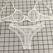 透明胸罩全透明文胸丁字裤 女士情感趣味内衣性感网纱透视超薄 套装