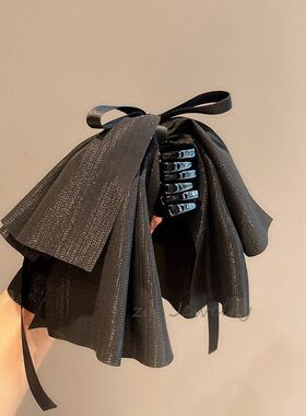 超仙氛围感多层薄纱蝴蝶结飘带抓夹女后脑勺马尾发卡气质夏天发夹