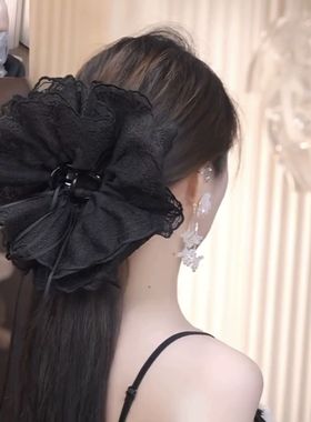 【喜儿ula】「遇见爱丽丝」四层蕾丝芭蕾风优雅刺绣抓夹蕾丝发圈