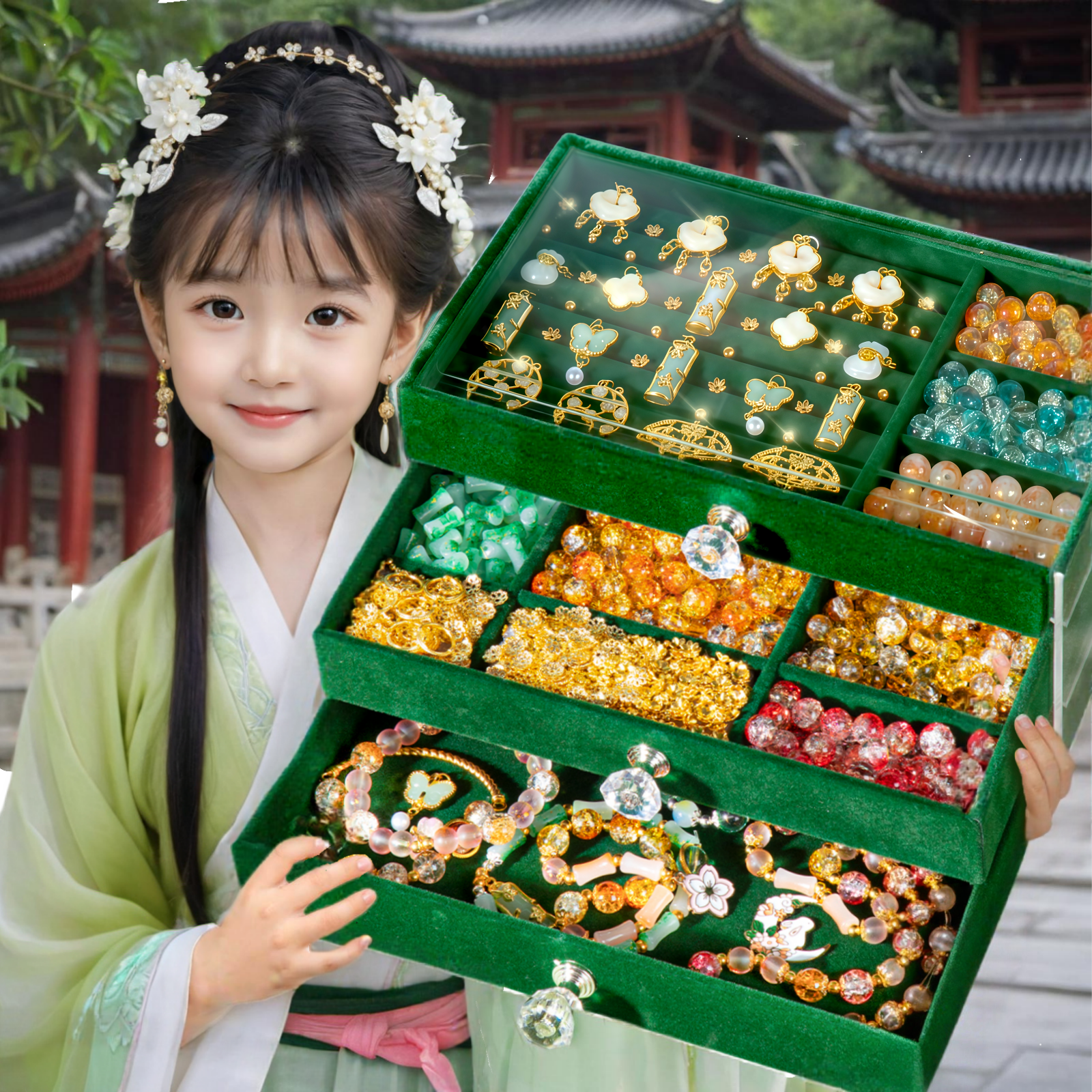 女孩礼物精美古风串珠首饰礼盒