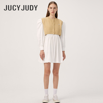 Jucy Judy2021新款白色衬衫连衣裙拼接马甲开衫女两件套JVOP021L