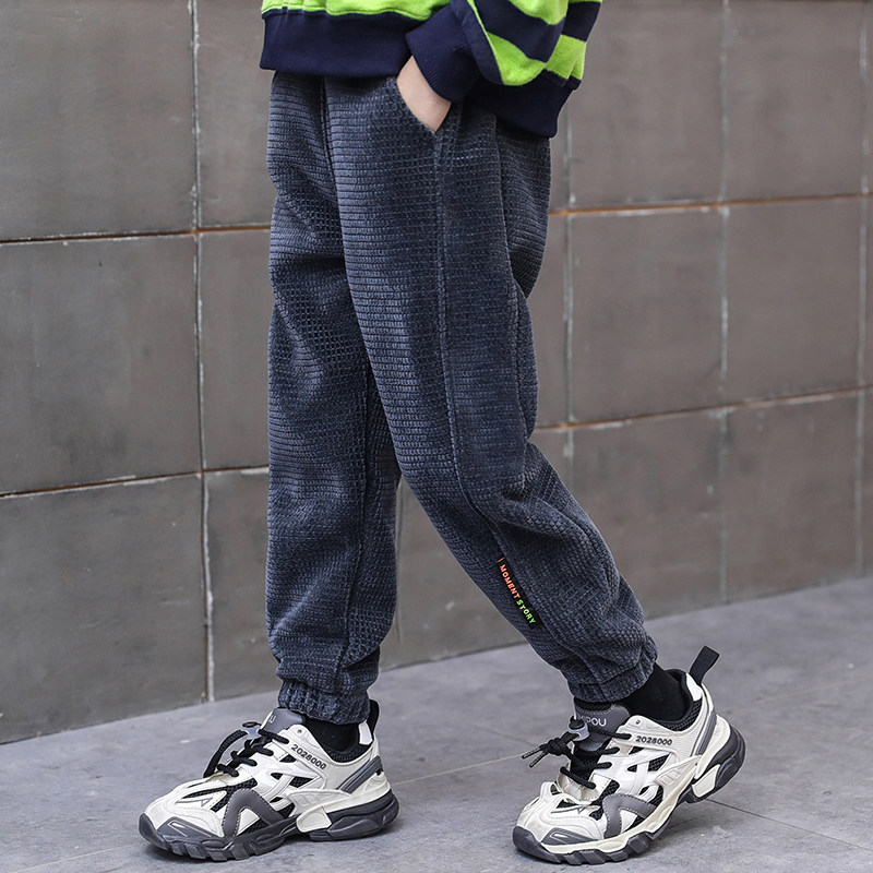 男童冬装一体绒加厚宽松宝宝保暖时尚华夫格中大童帅气收口长裤潮,童装/婴儿装/亲子装,裤子,淘宝优惠券,粉丝福利购,淘宝优惠卷