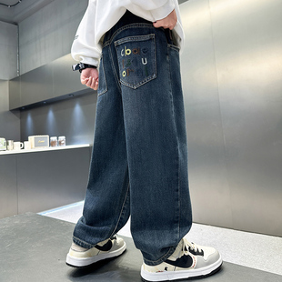 子春秋牛仔裤 宽松老爹长裤 儿童洋气秋季 帅气2025新款 休闲裤 男童裤