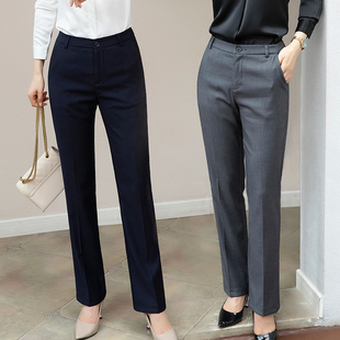 职业西裤 灰色西装 高腰春夏加绒显瘦九分裤 女直筒宽松黑色工作裤 裤