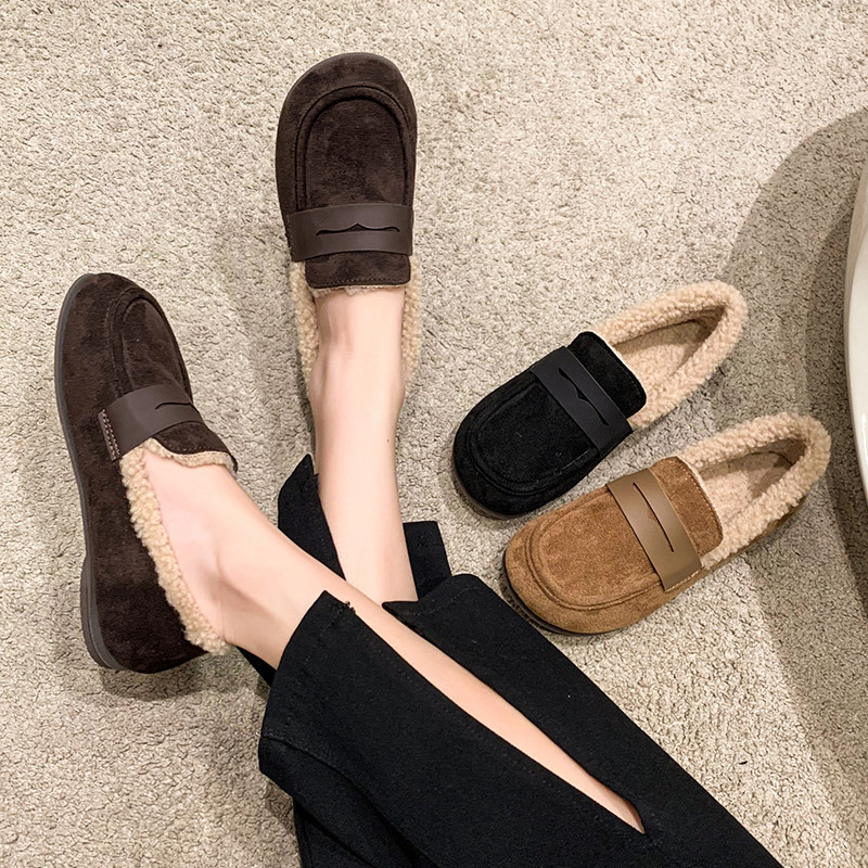 老北京布鞋女冬秋季一脚蹬豆豆乐福鞋平底防滑软底黑色上班工作鞋,女鞋,乐福鞋（豆豆鞋）,淘宝优惠券,粉丝福利购,淘宝优惠卷