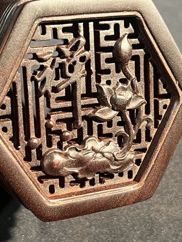 小叶紫檀二胡筒子一木掏空音窗连体