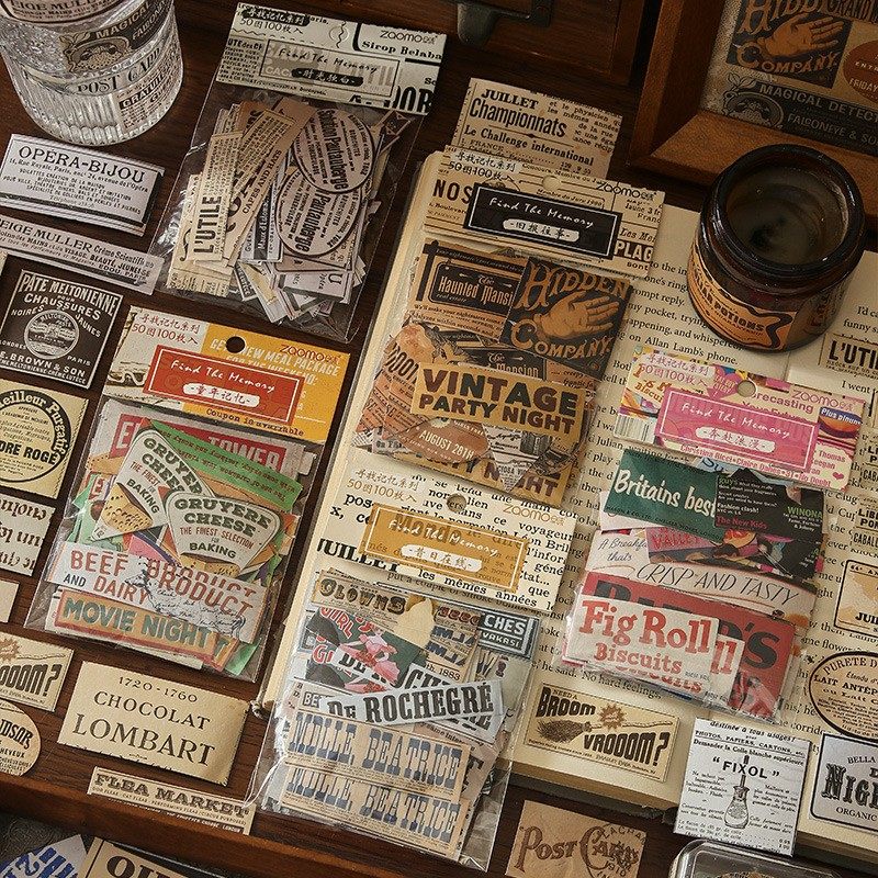 JunkJournal贴纸100张手账贴画