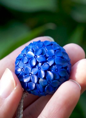 天然青金绣球花吊坠原创设计