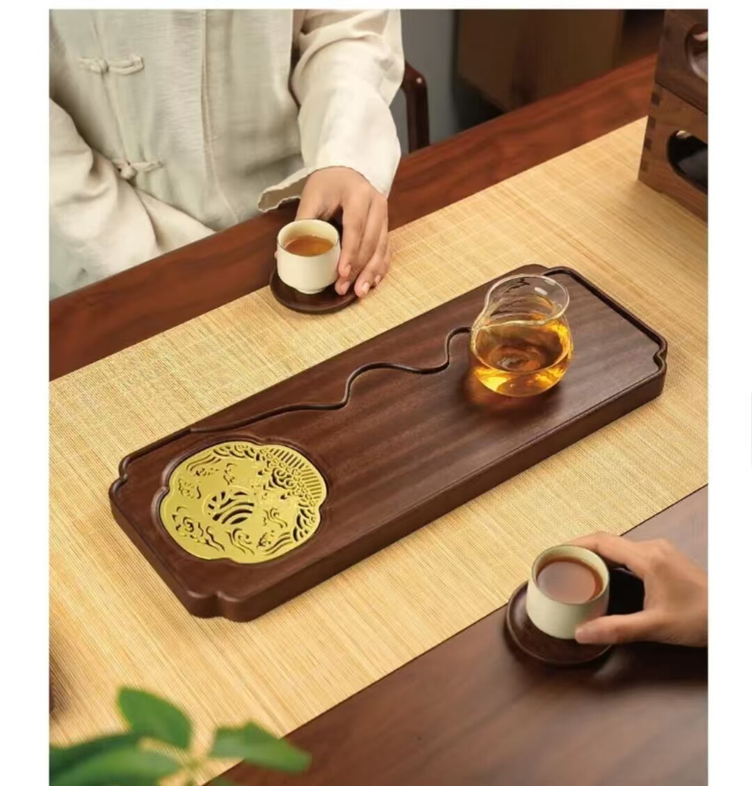 非洲黑胡桃木茶盘家用现代实木