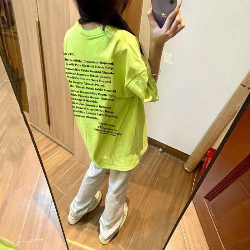 纯棉美式学院风短袖t恤女设计感
