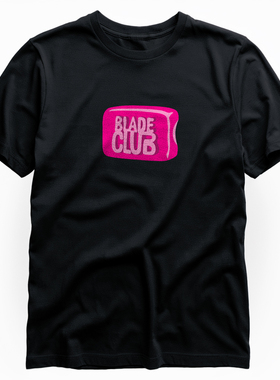 BLADE CLUB肥皂图案轮滑运动纯棉黑色成人短袖T恤