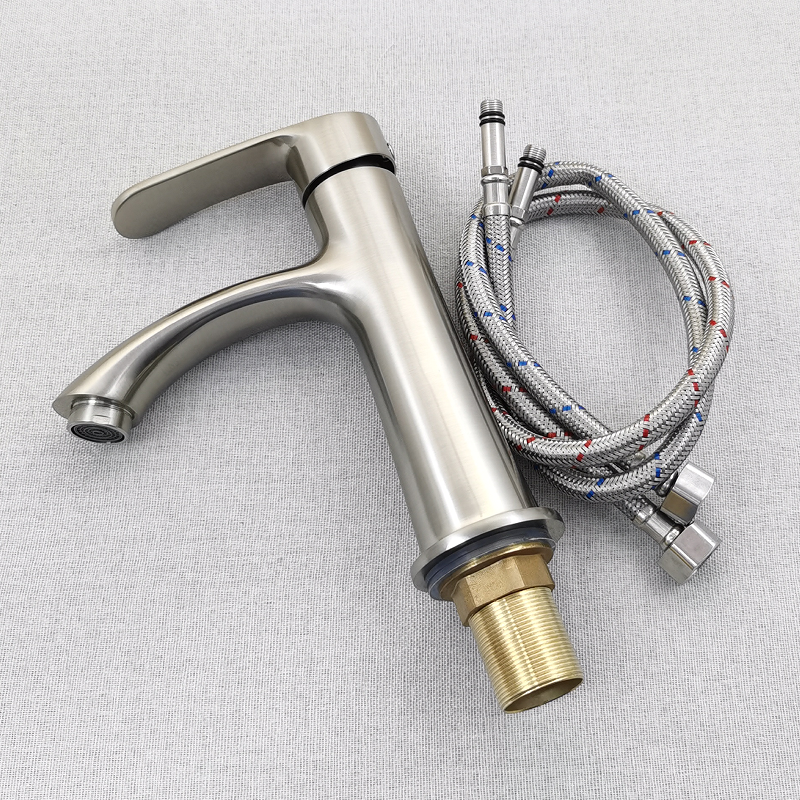 不锈钢洗脸盆冷热拉丝水龙头包邮