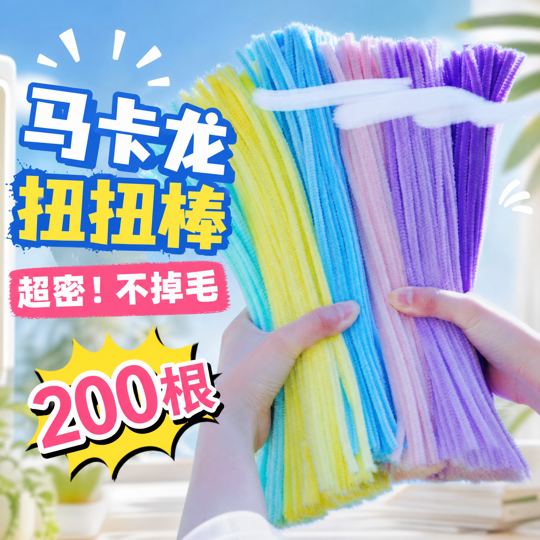 特密毛根加密扭扭棒花束手工diy材料包幼儿园马卡龙彩色妞妞毛条