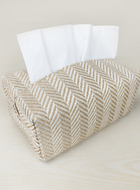 日式纸巾盒黄麻布艺长方形抽纸盒简约抽纸包棉麻面巾盒餐巾纸盒包