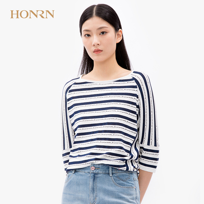 HONRN/红人圆领短袖套头衫针织衫