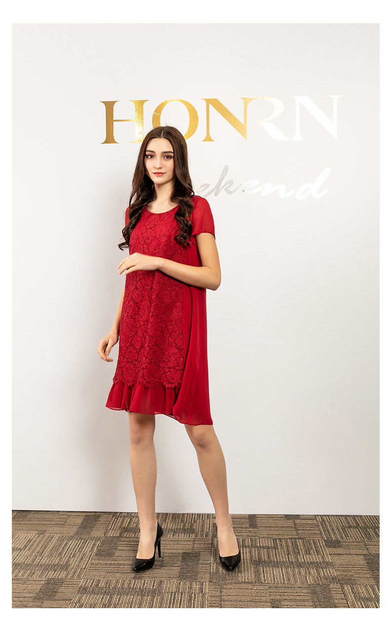 红人专柜正品夏季女装hb250l060时尚短袖连衣裙商场同款hb25ol060