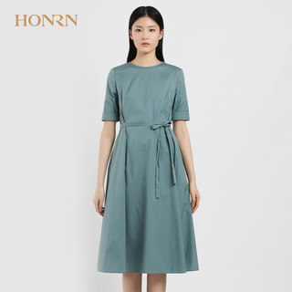 HONRN/红人专柜正品夏季女装短袖圆领X型连衣裙商场同款HF22OL233