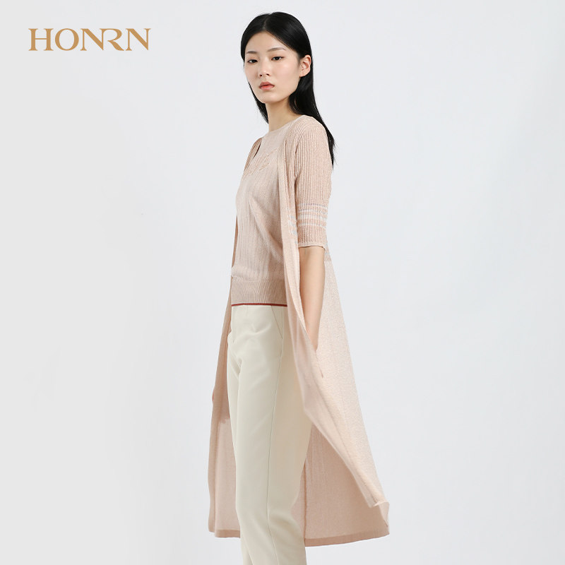 honrn/红人专柜正品夏季女装短袖开衫针织衫商场同款hf22om385