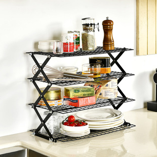 厨房折叠收纳架调料架面包晾架放置架多层多用食物食品搁置架子
