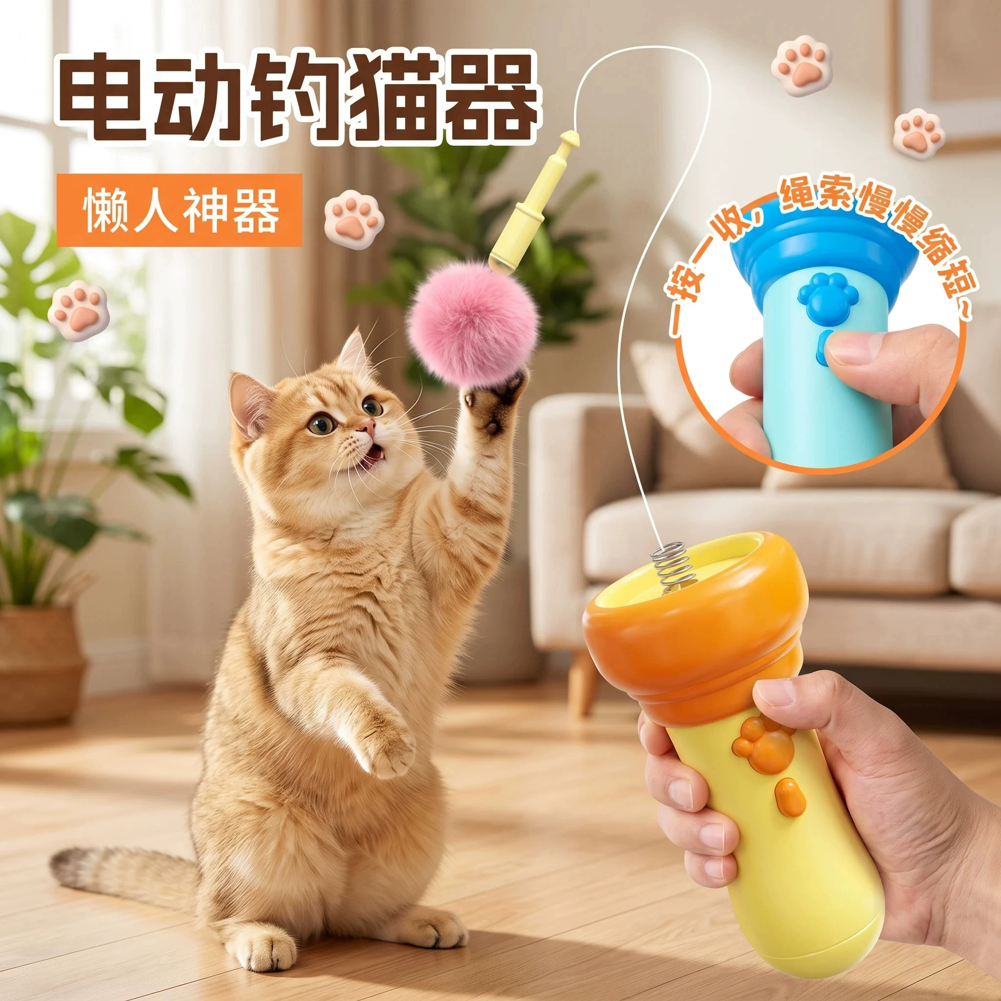 电动逗猫棒自嗨解闷弹射毛球