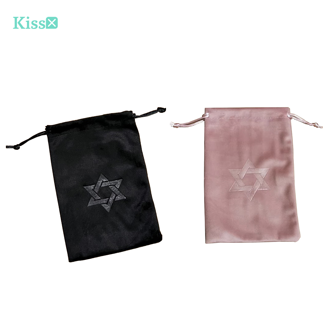 黑色六角星压印绒丝天鹅绒牌袋