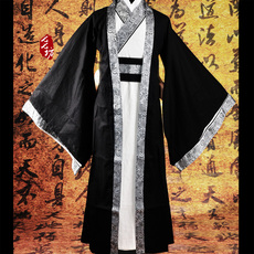 китайский костюм 七七坊正品原创书生公子显瘦男士正统华汉服全棉麻带大氅直裾套装