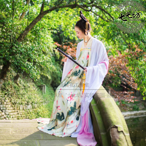 ◆七七坊◆正规汉服华提花印棉隋唐制朝对襟齐胸襦裙送披帛